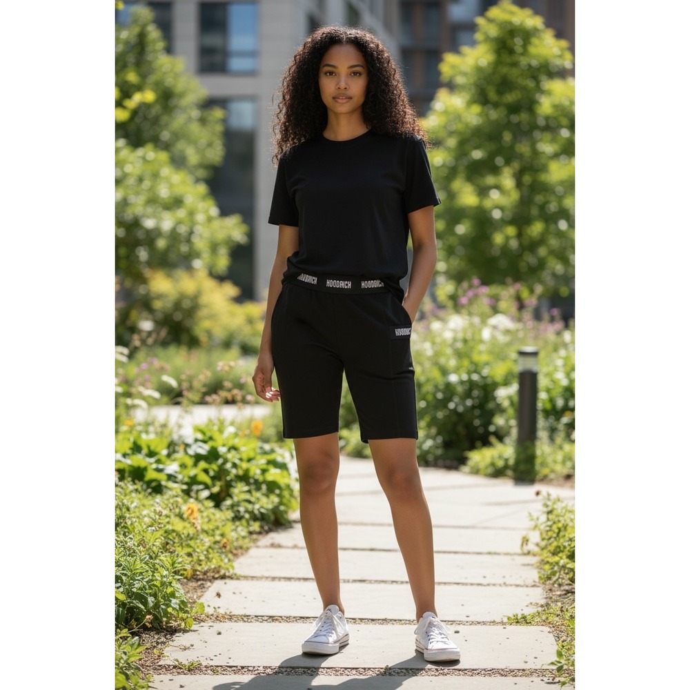 Hoodrich Womens Black Logo Waistband Cycle Shorts Streetwear Size S New